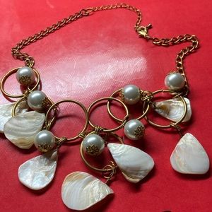 Shell and faux pearl necklace
